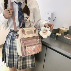 Women's Nylon PVC School Backpack Casual Shoulder Bag