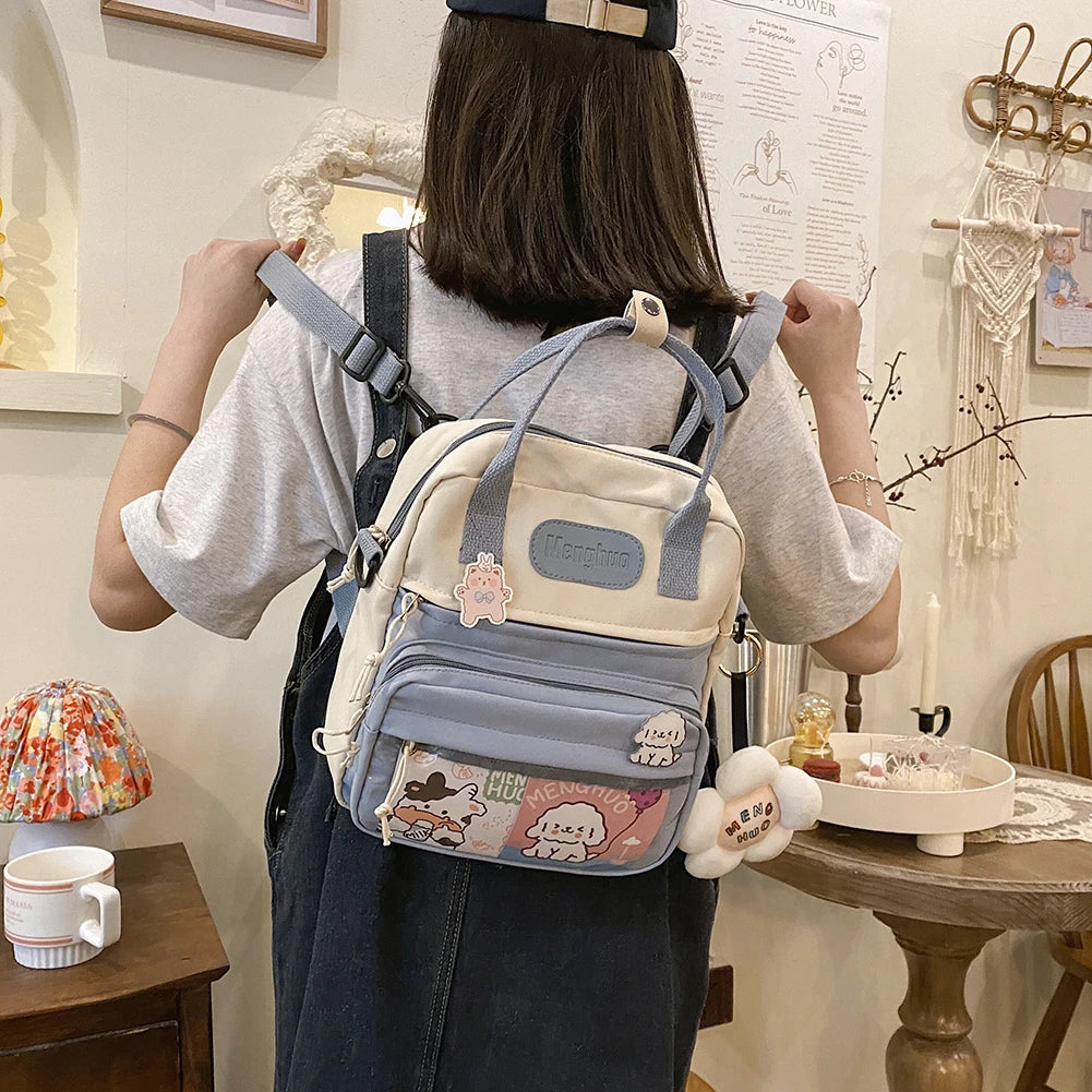 Women's Nylon PVC School Backpack Casual Shoulder Bag