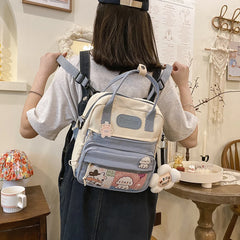 Women's Nylon PVC School Backpack Casual Shoulder Bag