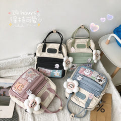 Women's Nylon PVC School Backpack Casual Shoulder Bag