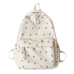 Women's Backpack Nylon Travel Bookbag Purse Floral Print Medium School Bag