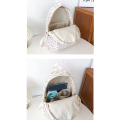 Women's Backpack Nylon Travel Bookbag Purse Floral Print Medium School Bag