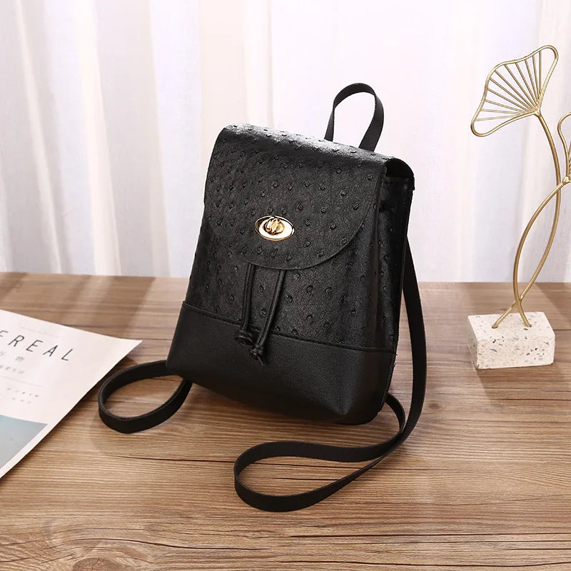 Women's Ostrich Pattern Backpack Multifunctional Small School Shoulder Bag