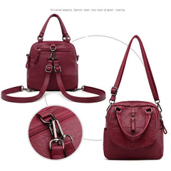 Women's Small Retro Backpack Multifunctional Shoulder Bag Female Travel Handbag