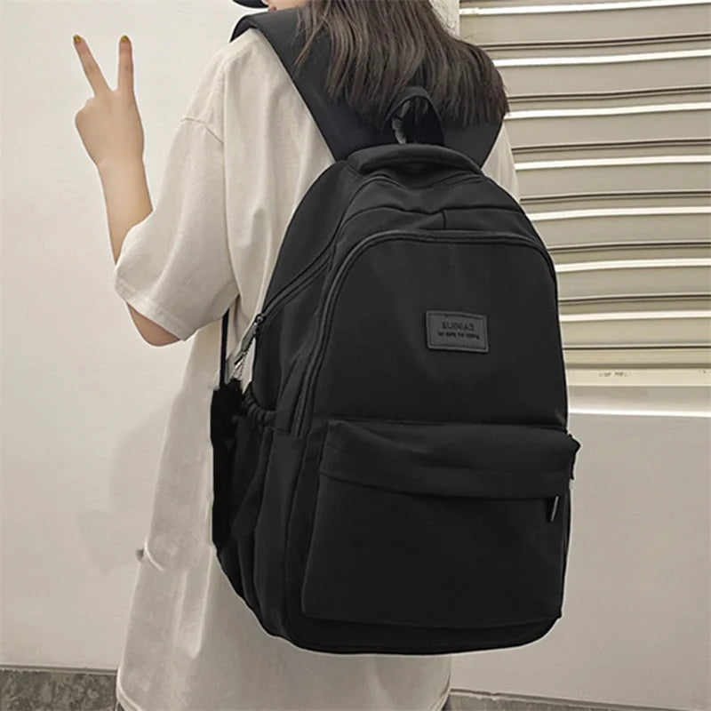 Women's Solid Backpack Casual Travel Bag High Schoolbag for Teenage Girl