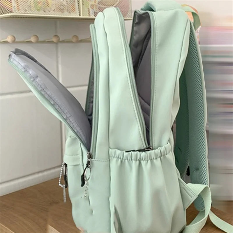 Solid Women's Backpack Multi-pocket Casual Travel Bag