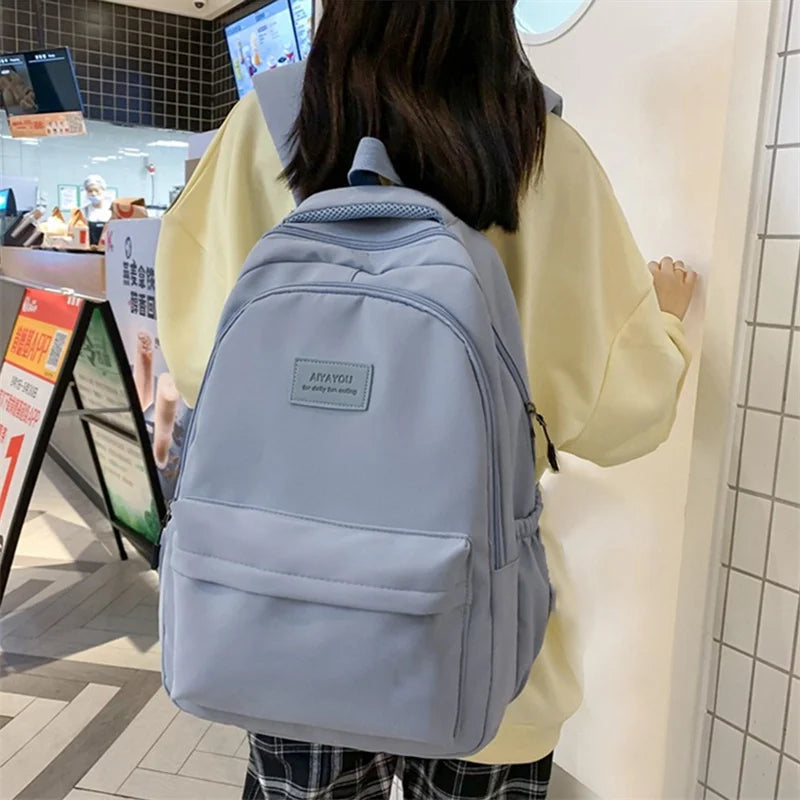 Solid Women's Backpack Multi-pocket Casual Travel Bag