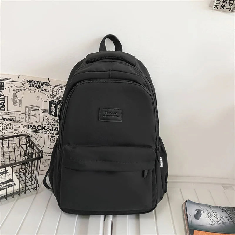 Women's Solid Backpack Casual Travel Bag High Schoolbag for Teenage Girl