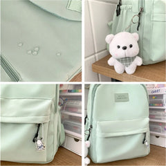 Women's Solid Backpack Casual Travel Bag High Schoolbag for Teenage Girl