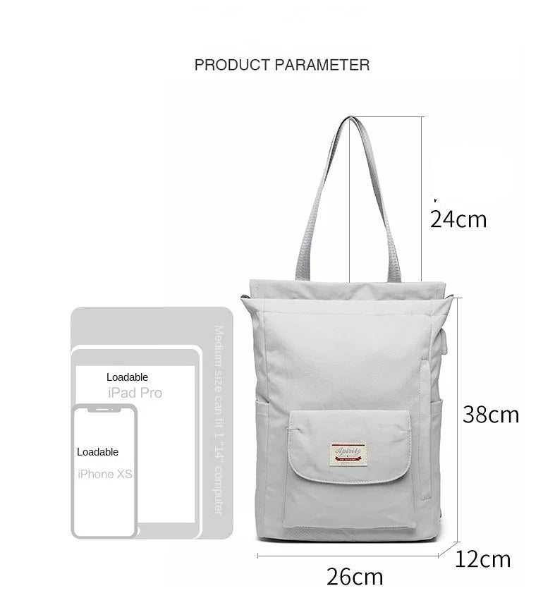 Women's Waterproof USB Laptop Backpack Schoolbag