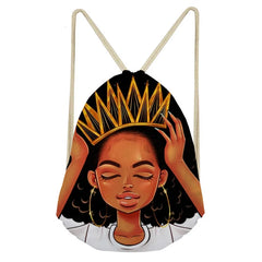 Art Afro Lady Drawstring Backpack Small School Bag