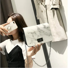 Marble Pattern Shoulder Bag Lock Wild Jossenger Small Square
