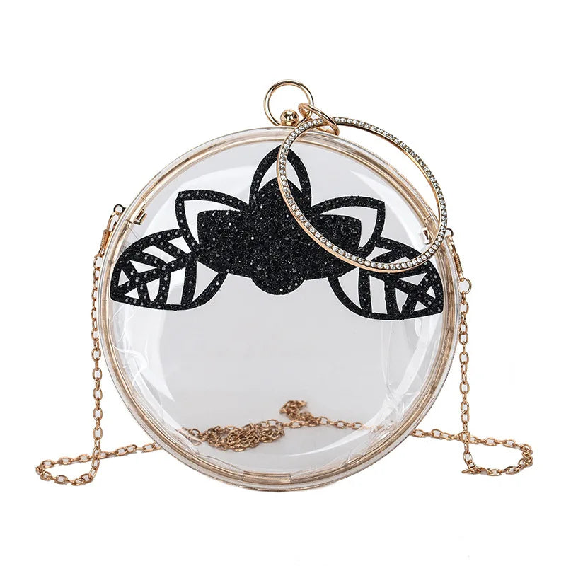 Acrylic Evening Bag Rhinestone Flowers Chain Messenger Women's Bag