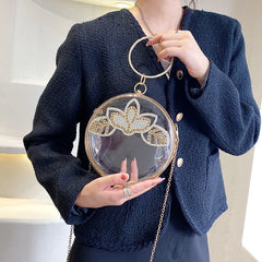 Acrylic Evening Bag Rhinestone Flowers Chain Messenger Women's Bag