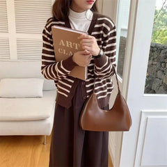 Small Zipper Handbag Women's PU Leather Shoulder Bag