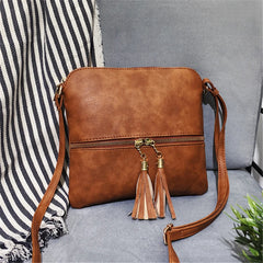 Women's Cross Body Shoulder Bag Tassel Bag Zipper European American Style