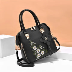 Embroidery Crossbody Handbag Leather Tote Clutch Purse Bag