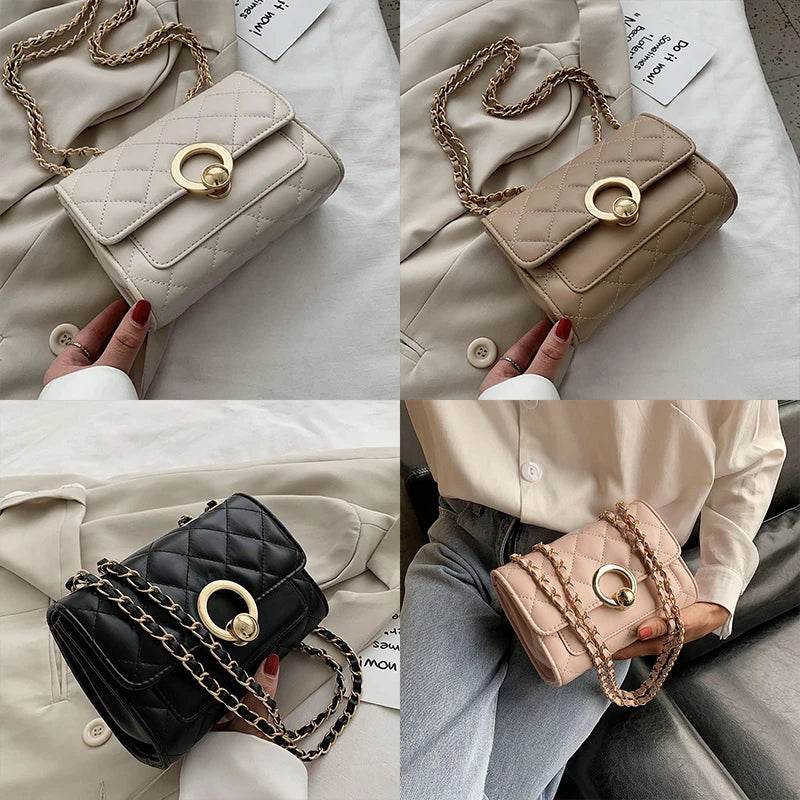 Women's Embroidery Cross Body Bag Rhombic Chain Bag