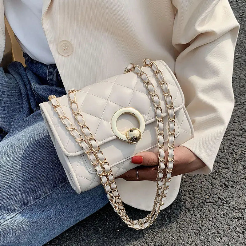 Women's Embroidery Cross Body Bag Rhombic Chain Bag