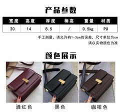 Crocodile Pattern Crossbody Bag Lock Square Small Shoulder Bag