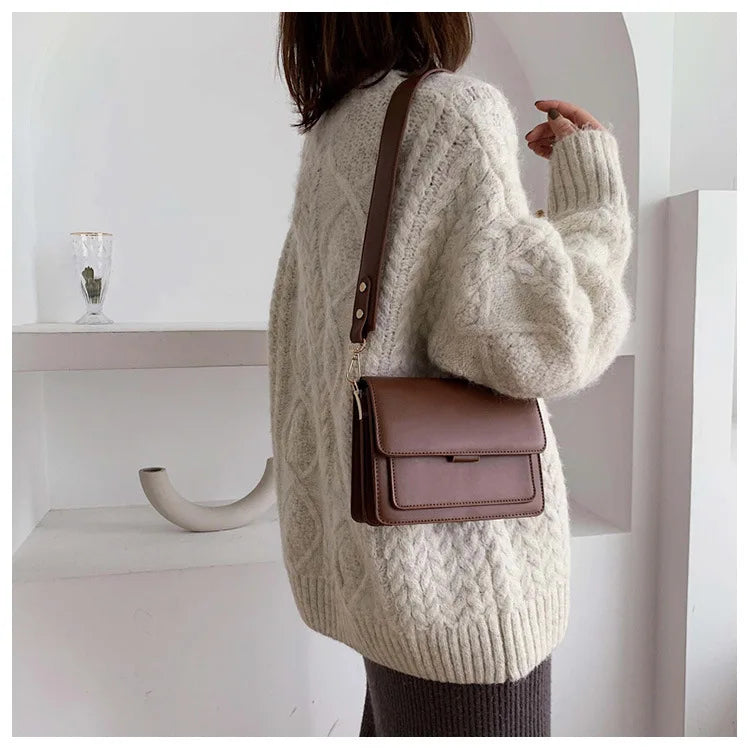 Mini Pu Leather Flap Shopper Bag for Women Crossbody Bag