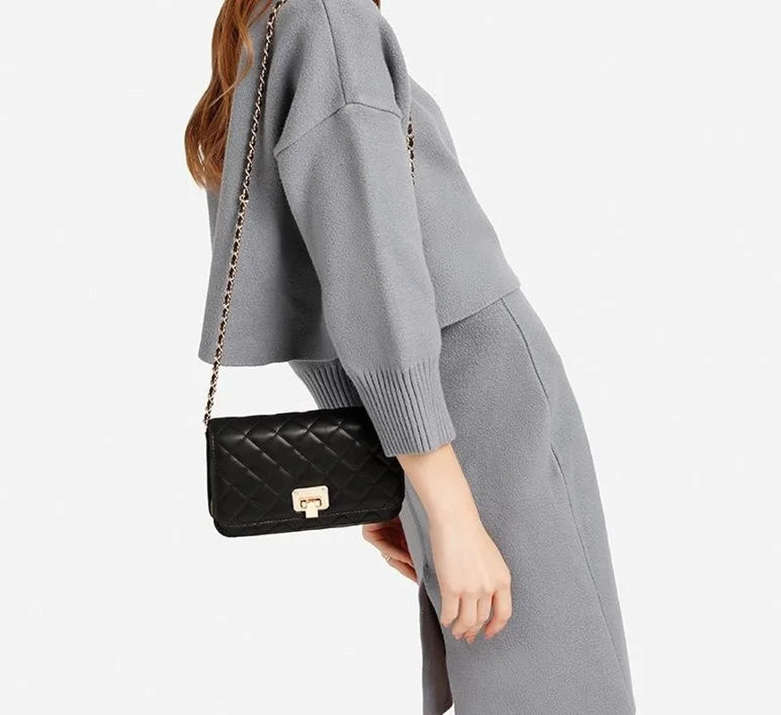 Women's Rhombus Chain Shoulder Bag PU Leather