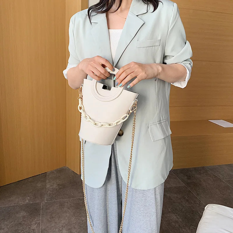 Women's Bag Style Ring And Versatile Pu Leather Shoulder Messenger Handbag
