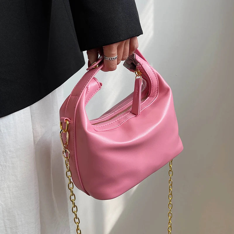 Women's Chain Crossbody Bag Soft Pu Leather Handbag