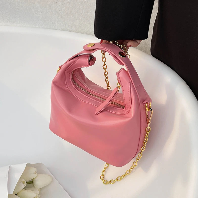 Women's Chain Crossbody Bag Soft Pu Leather Handbag