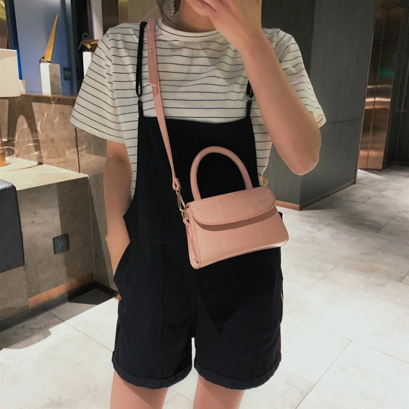 Women's PU Leather Shoulder Bag Stone Pattern Cover Handbag