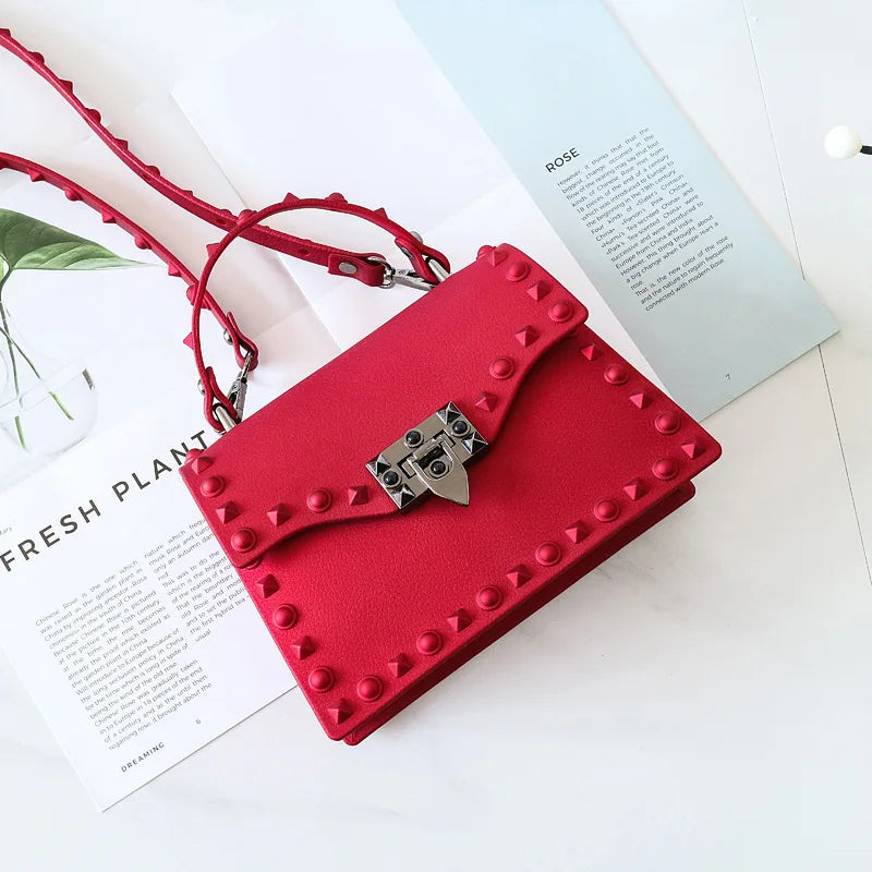 Women's Shoulder Bag Matte Hand Bag Lock Rivet Jelly Bag