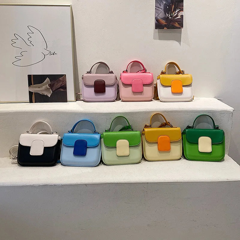 Women's Contrast Square Bag Sweet Single Shoulder Messenger Bag