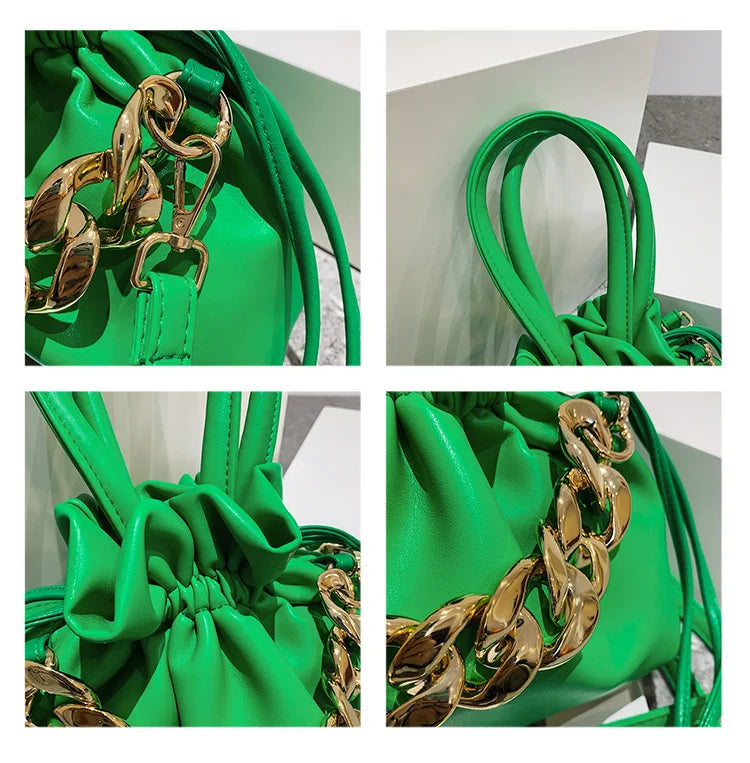 Pleated Bunched Handbag Chain Shoulder Crossbody Bag