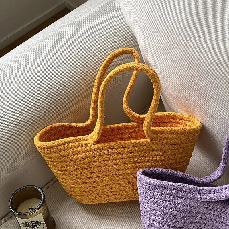 Summer Woven Bag Shoulder Straw Basket Handbag
