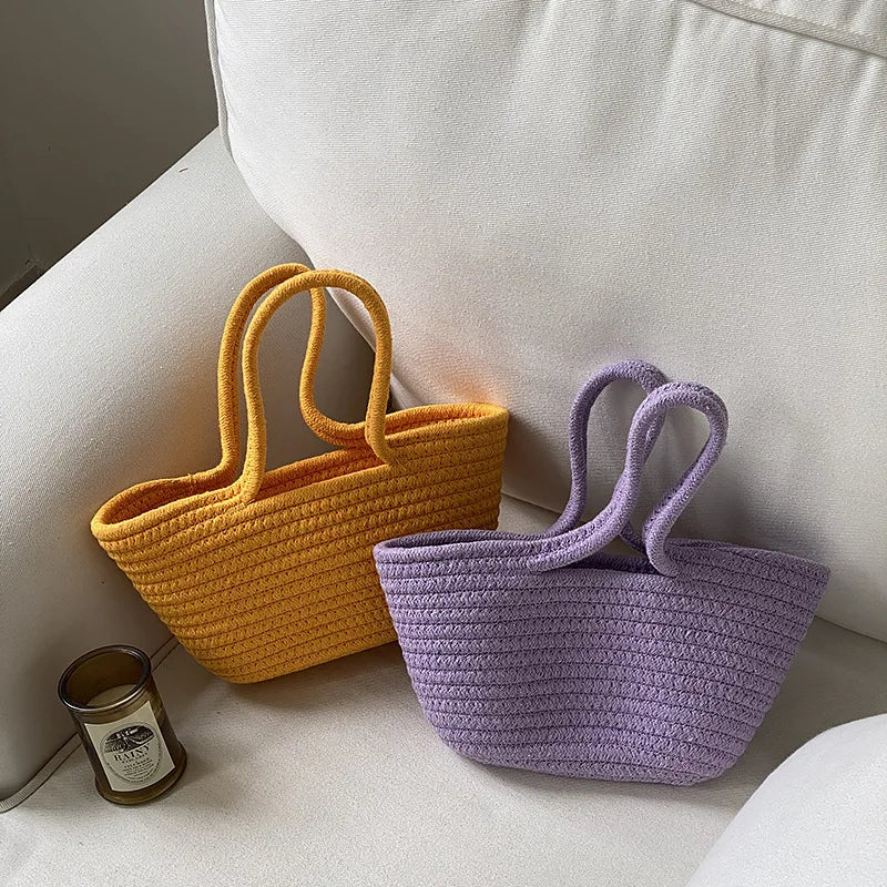 Summer Woven Bag Shoulder Straw Basket Handbag