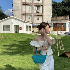 Summer Woven Bag Shoulder Straw Basket Handbag