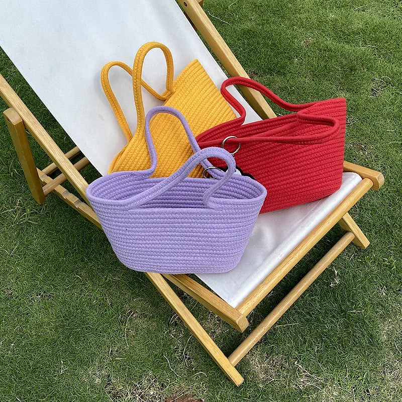 Summer Woven Bag Shoulder Straw Basket Handbag