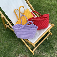 Summer Woven Bag Shoulder Straw Basket Handbag