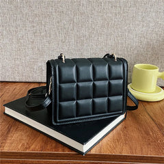 Checkered Square Bag with Acrylic Chain Decoration