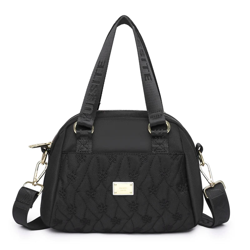 Women's Embroidered Crossbody Bag Nylon Travel Purse Lady Shoulder Handbag