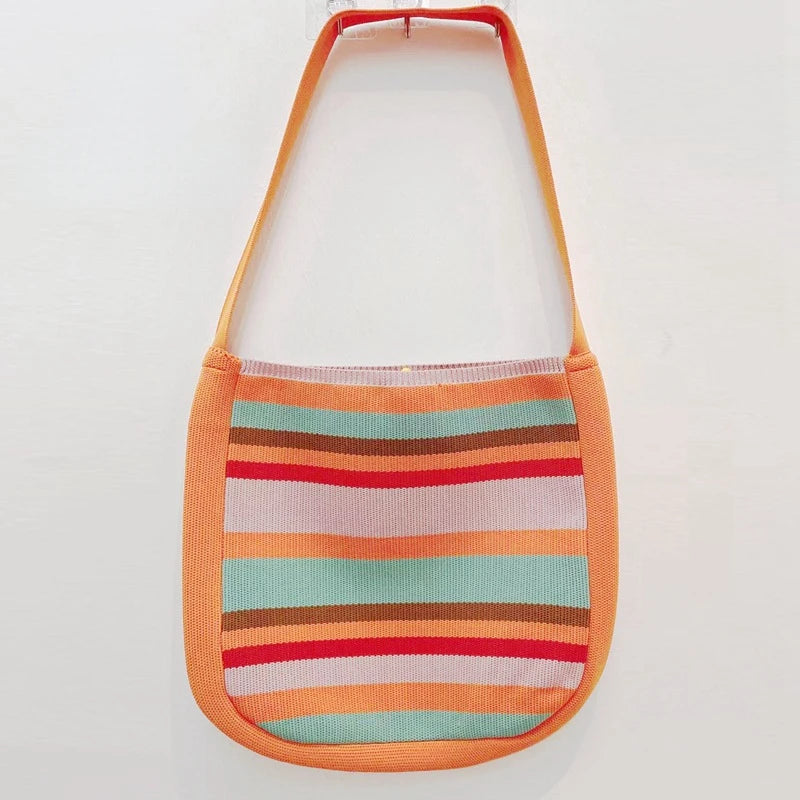 Creative Stripe Contrast Shoulder Bag