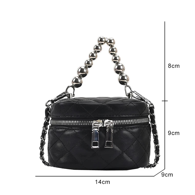 Women's Beaded Messenger Bag Pu Leather One-shoulder