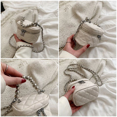 Women's Beaded Messenger Bag Pu Leather One-shoulder