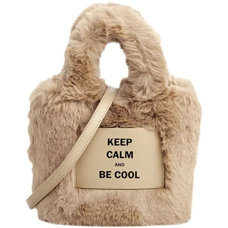 Winter Plush Bucket Bag Shoulder Messenger Bag Girls Purse Totes