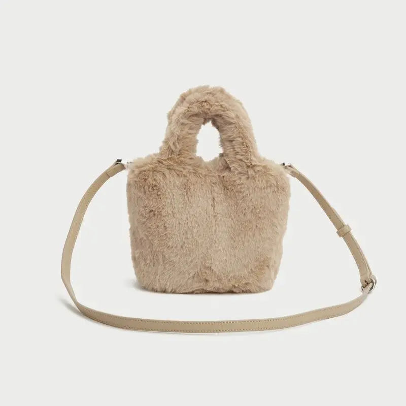 Winter Plush Bucket Bag Shoulder Messenger Bag Girls Purse Totes