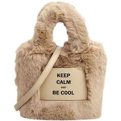 Winter Plush Bucket Bag Shoulder Messenger Bag Girls Purse Totes