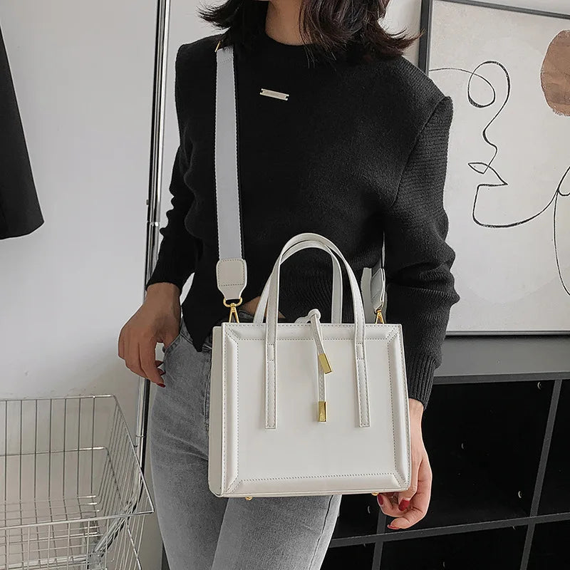 Women's PU Leather Shoulder Bag Cross Square Tote Handbag