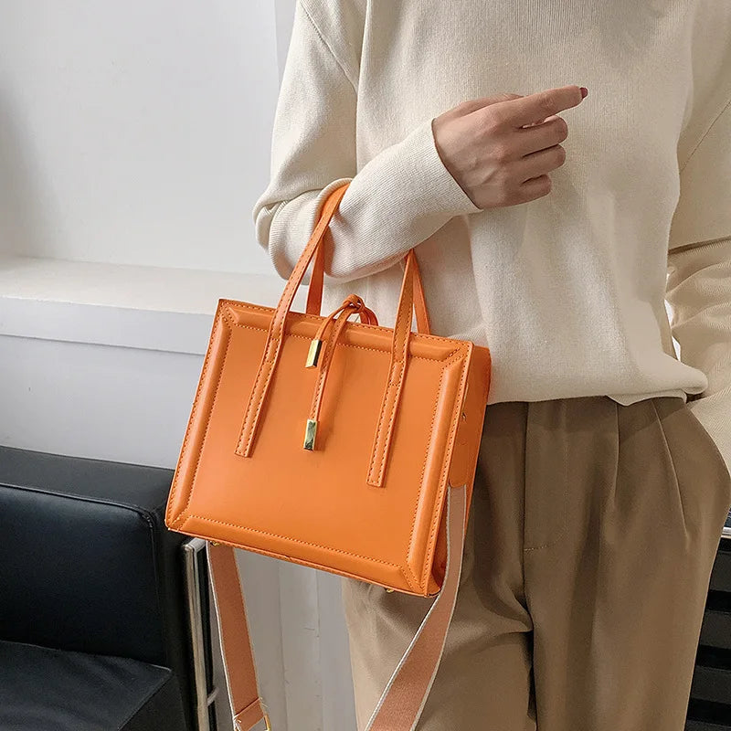 Women's PU Leather Shoulder Bag Cross Square Tote Handbag