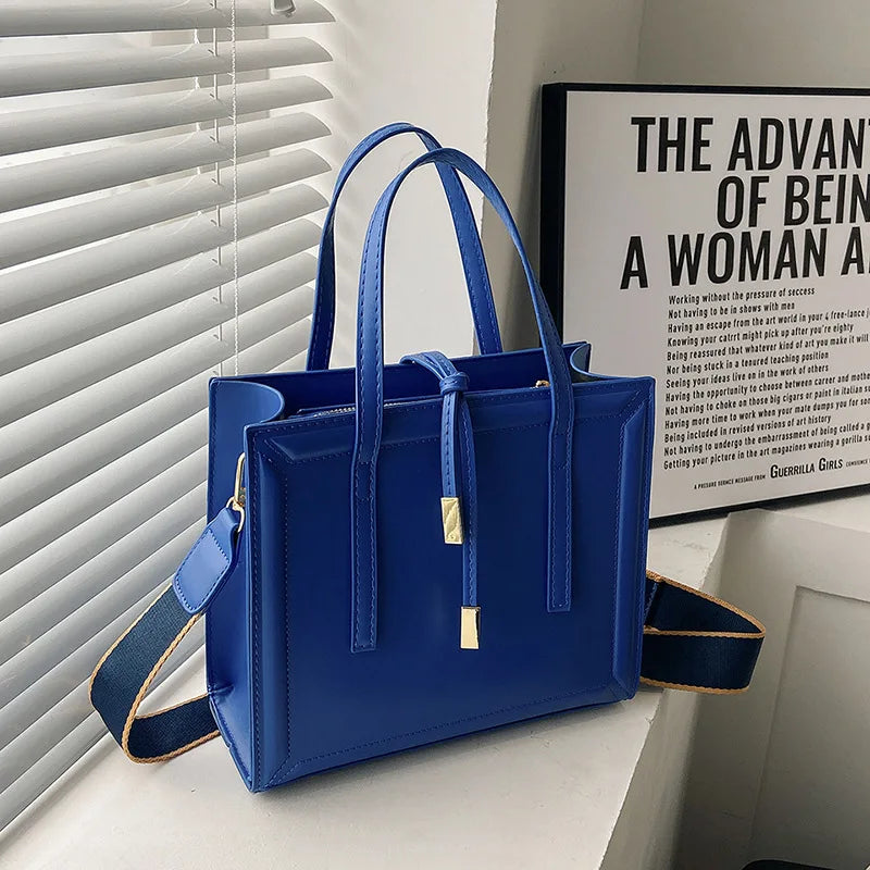 Women's PU Leather Shoulder Bag Cross Square Tote Handbag
