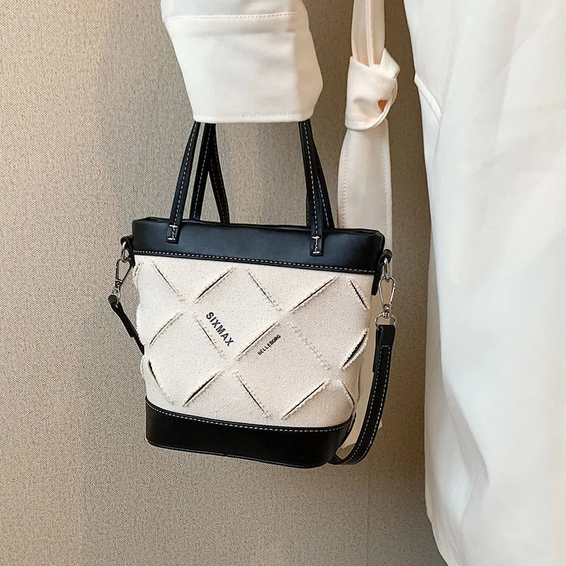 Canvas Shoulder Crossbody Bags Small Tote Bag Bucket Female Handbag